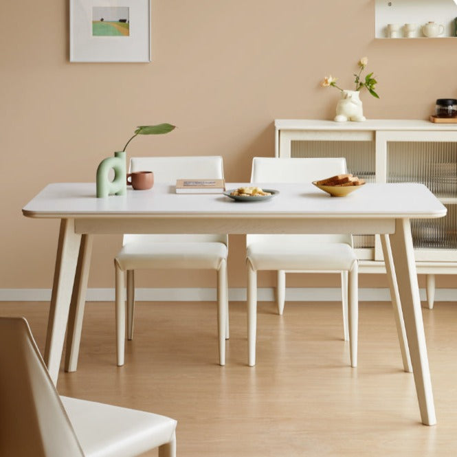 Ash solid wood Rock Plate Dining Table and Four Chairs)