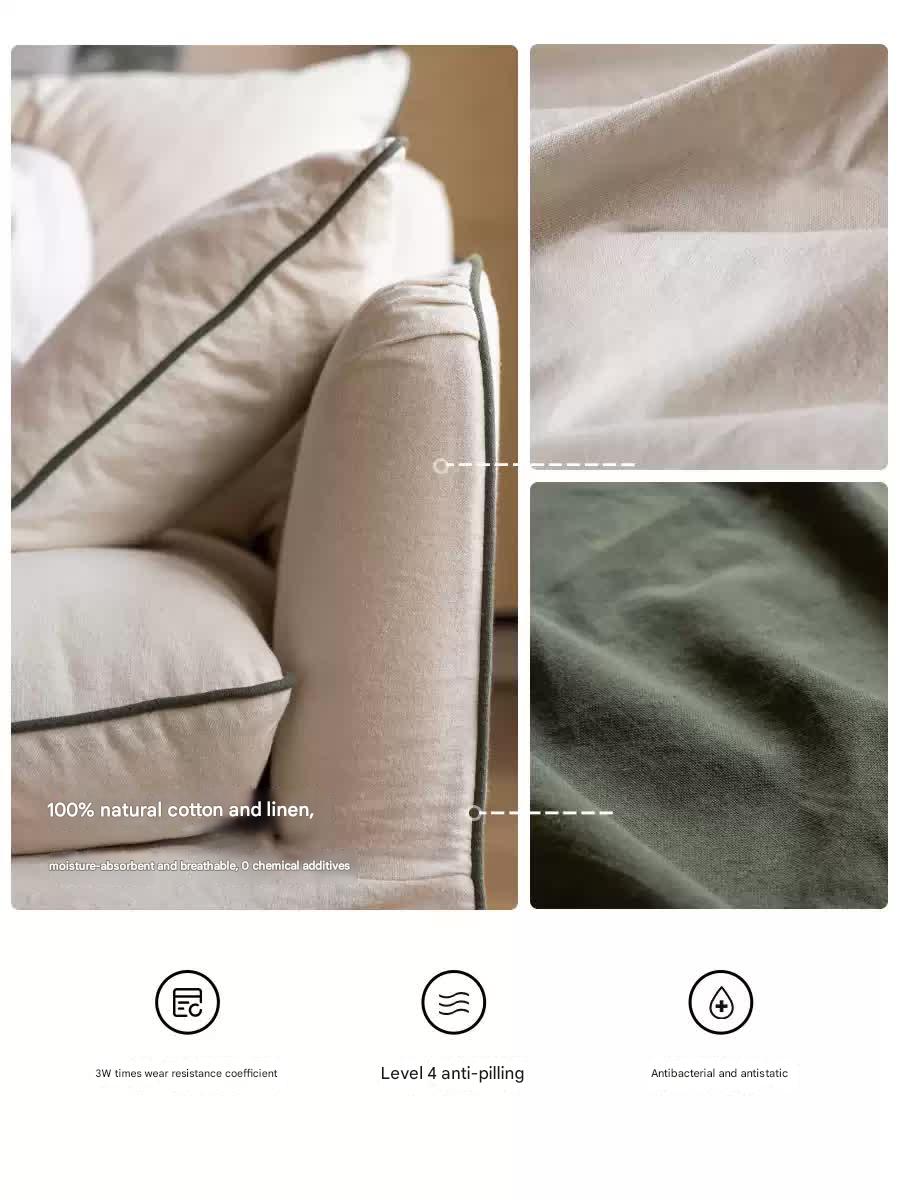 100%Cotton & Linen Sofa – Cream White Fabric
