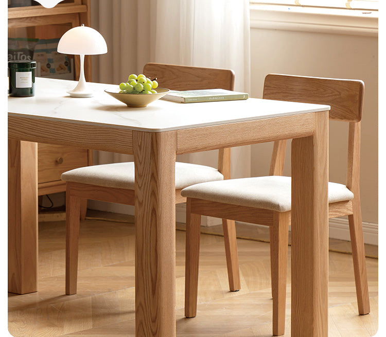 Oak Solid wood simple shape rock plate dining table "
