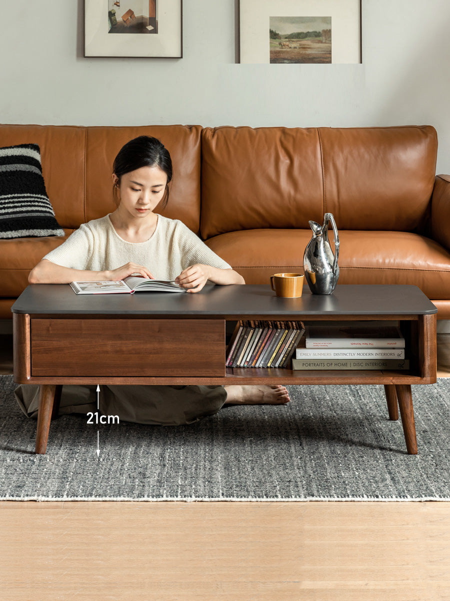 Black Walnut solid wood Black Slate Coffee Table