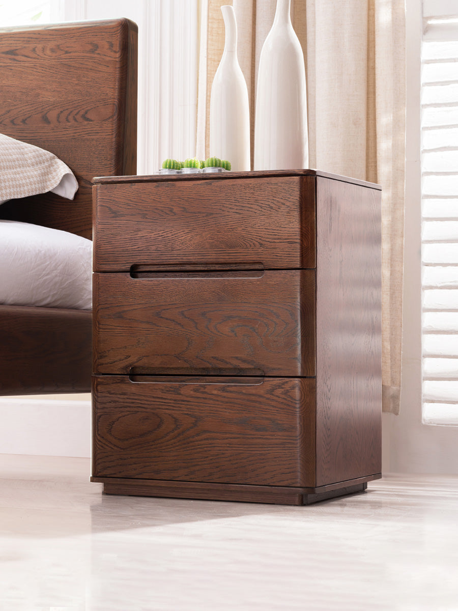 Oak solid wood Nightstand with lock.