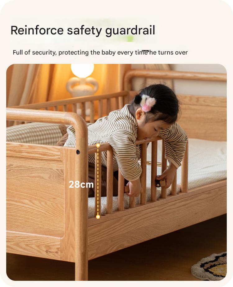 Oak solid wood multi-functional Toddler Bed<