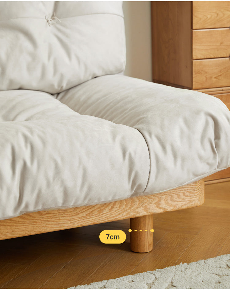Oak Solid Wood Modern Nordic Suede Cloud Sofa