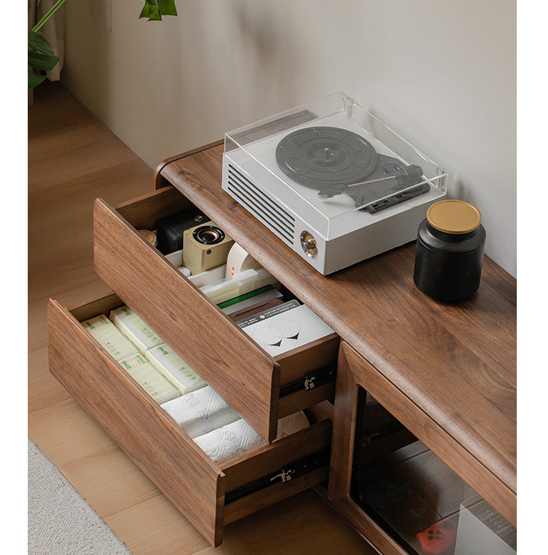 Black walnut, Ash solid wood floor TV cabinet