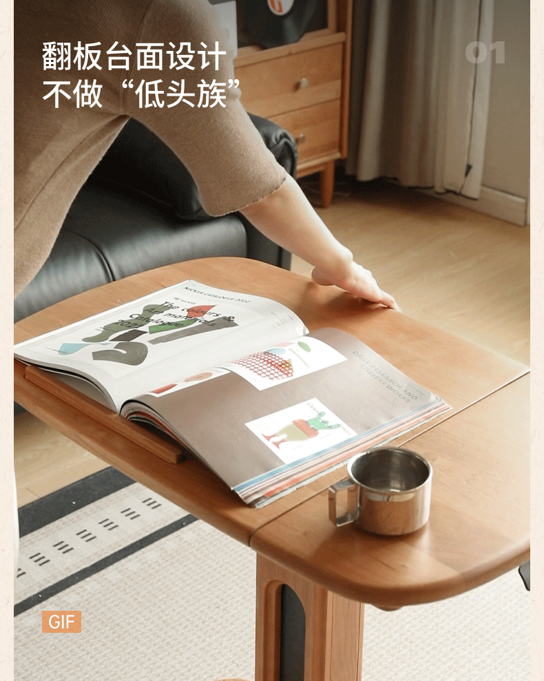 Cherry, Oak Solid Wood Elevating Desk Study Unit Mobile Desk