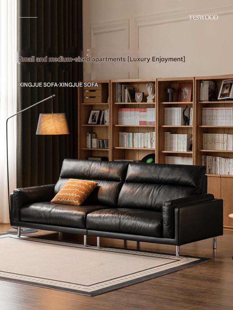 Italian Luxury Leather Sofa  High-Back