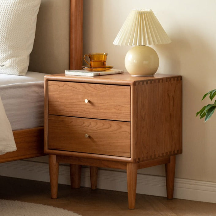 Cherry wood, Ash solid wood nightstand-