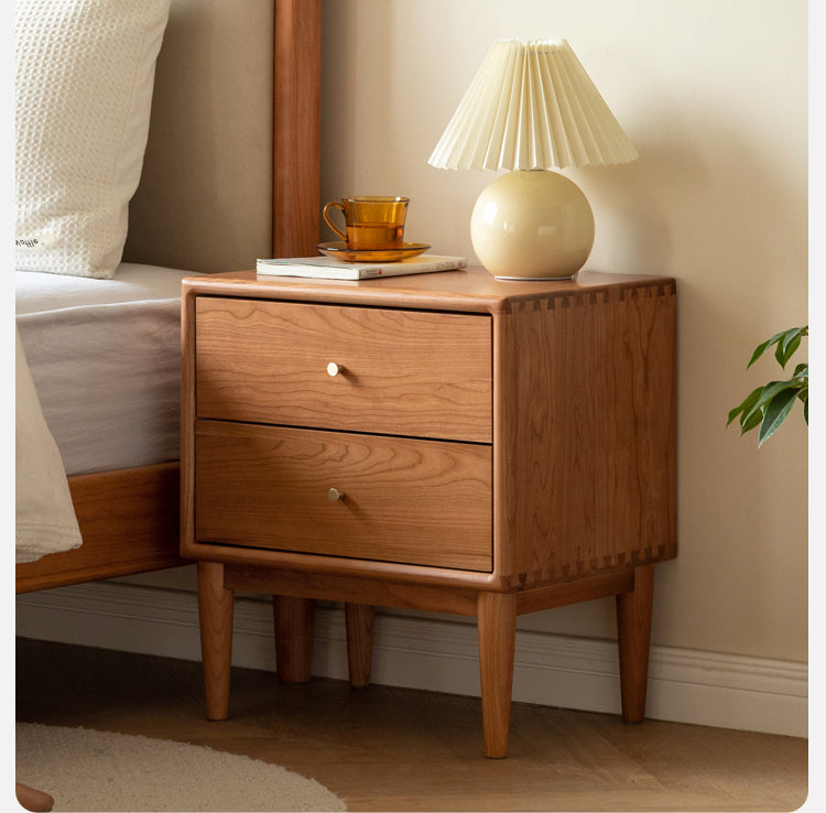 Cherry wood, Ash solid wood nightstand)