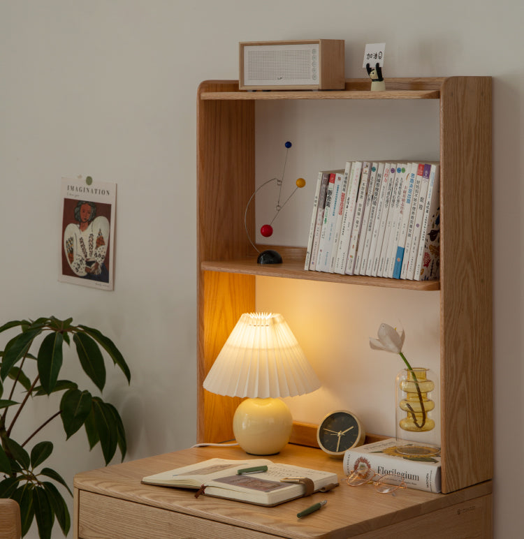 Oak solid wood desk bookshelf"