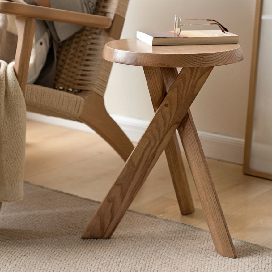 White Wax Wood Ash solid wood Side Table -