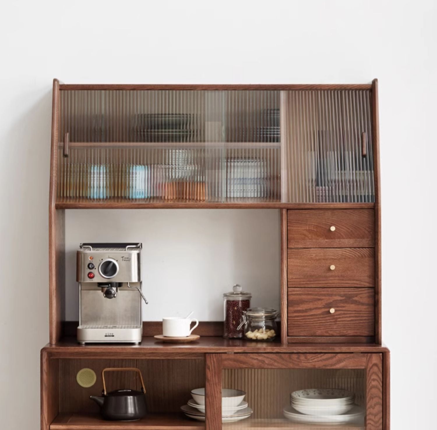 Oak Solid Wood Integrated Wall-mounted High Nordic Sideboard