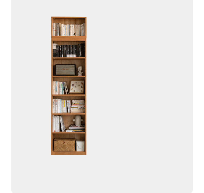 Cherry Solid Wood Floor-Standing Bookcase with Modern Shelving