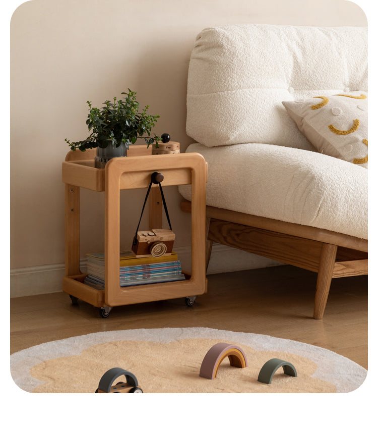 Beech Solid Wood Children's Under-the-Table Mobile Modern Storage Rack