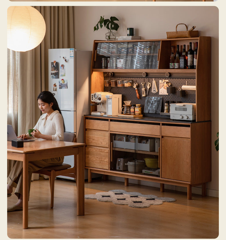 Cherry Solid Wood Rock Plate Storage Sideboard