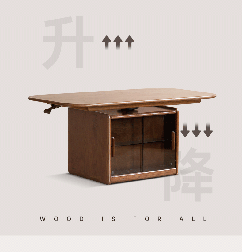 Oak Solid Wood Elevating Lifting Coffee Table