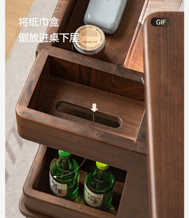 Black Walnut Solid Wood Italian Light Luxury Style Side Table