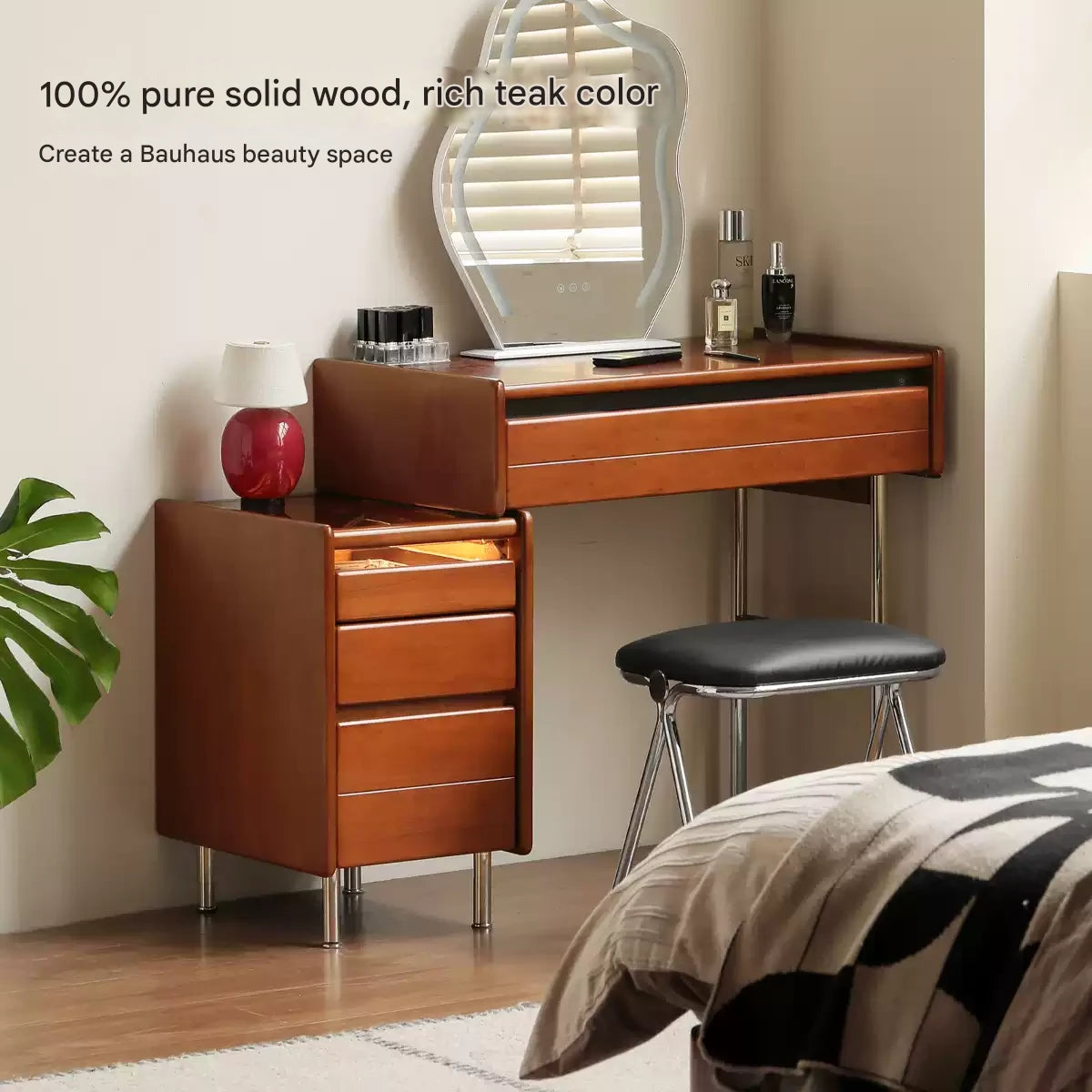 Poplar Solid Wood Bauhaus Multi Functional Dressing Table