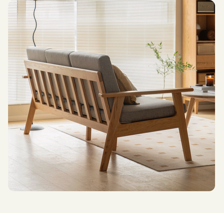 Oak Solid Wood Fabric Sofa