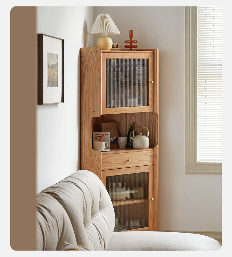 Oak Solid Wood Corner Side Cabinet