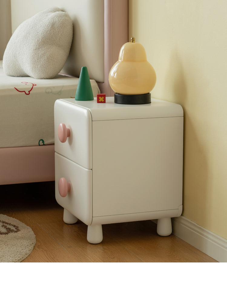 Rubber Solid Wood Cream Style Locker Children's Nightstand