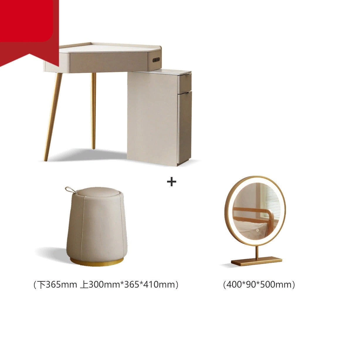 Poplar solid wood Corner makeup table light luxury white rock plate"