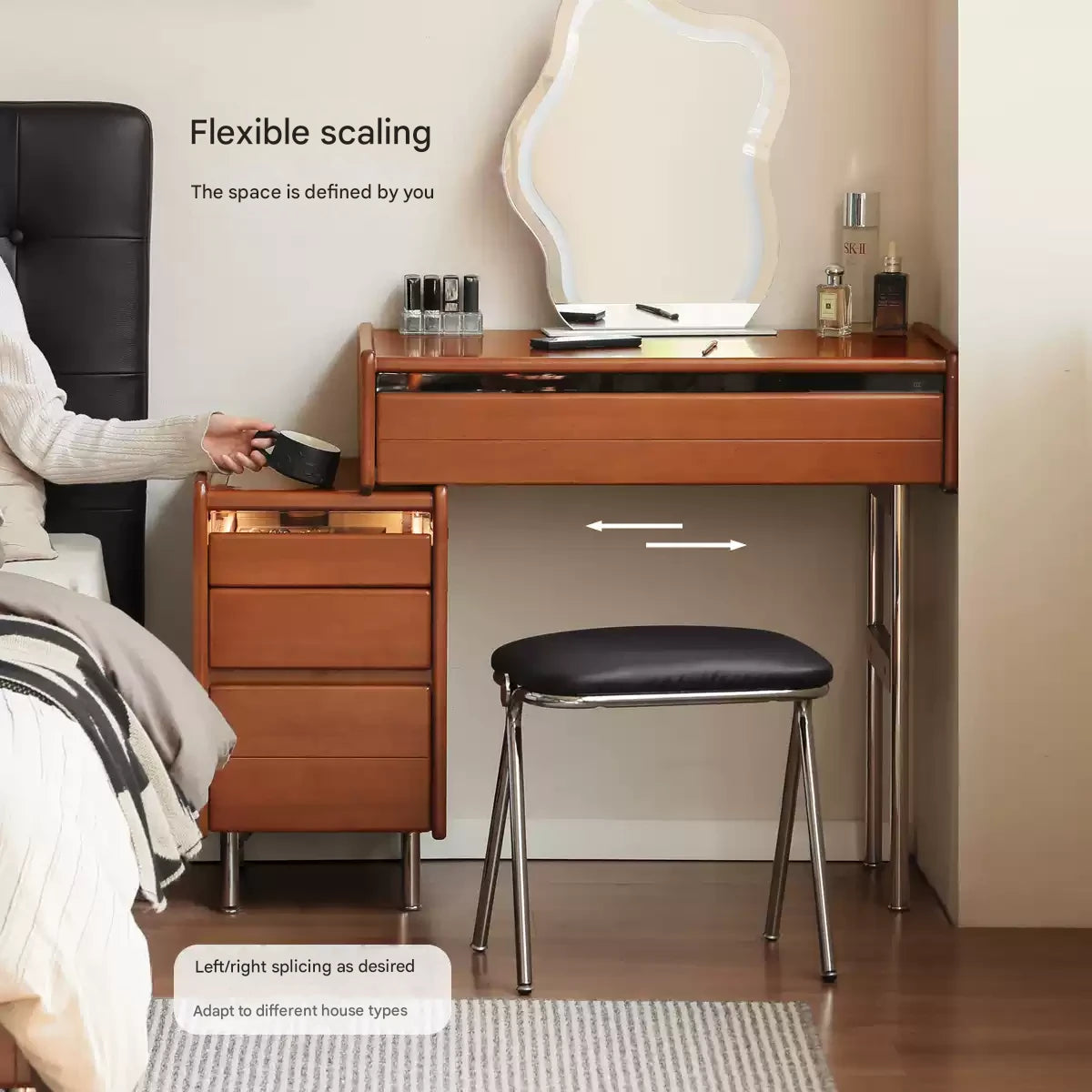 Poplar Solid Wood Bauhaus Multi Functional Dressing Table