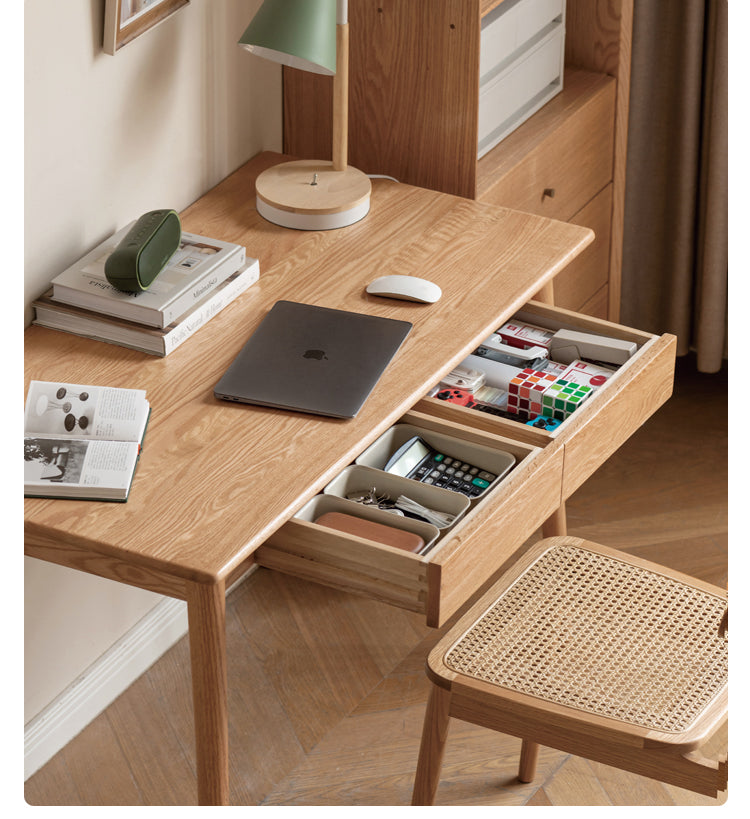 Oak Solid Wood Office Desk Spindle-Shaped Slanted Legs