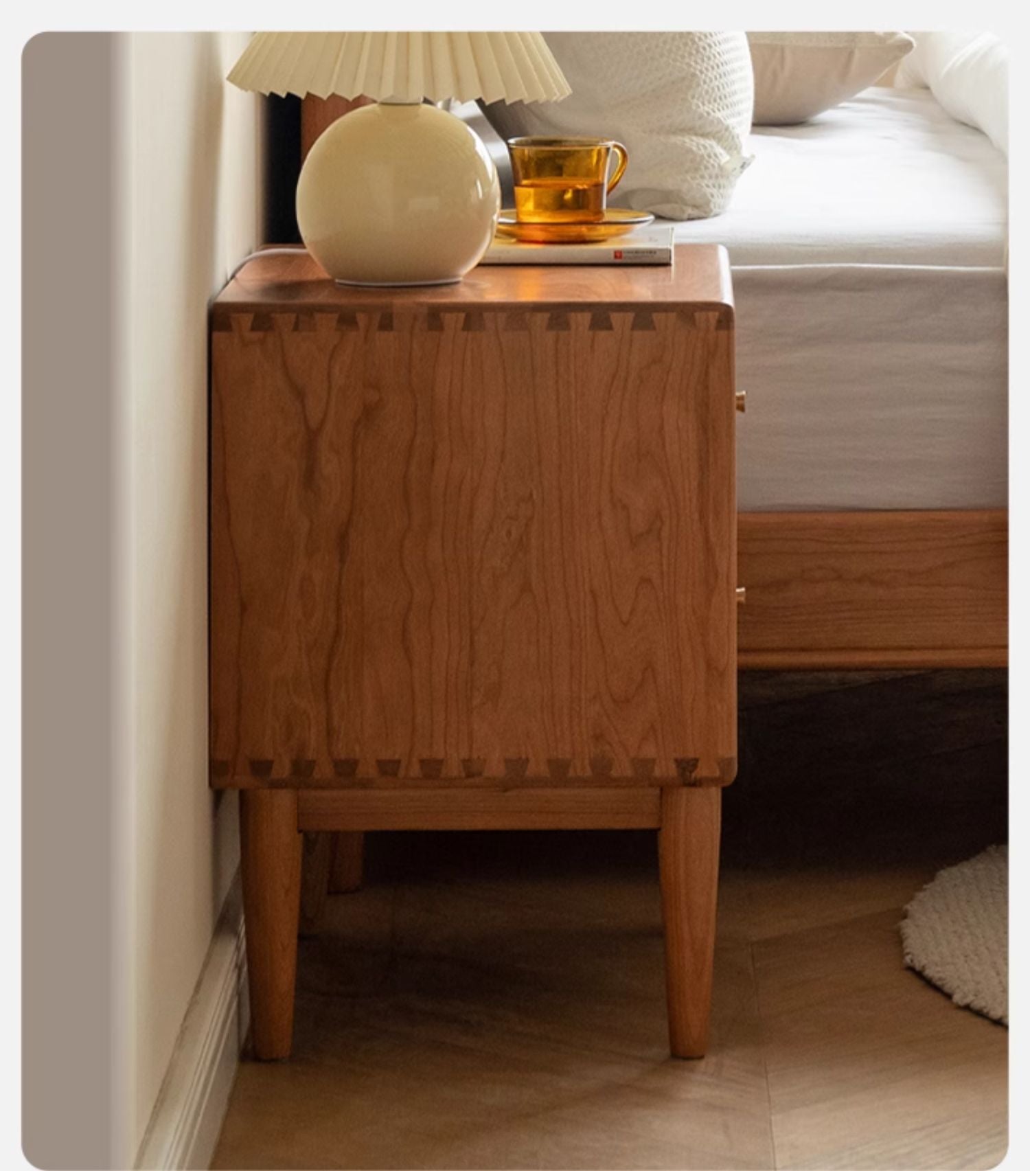 Cherry wood, Ash solid wood nightstand)