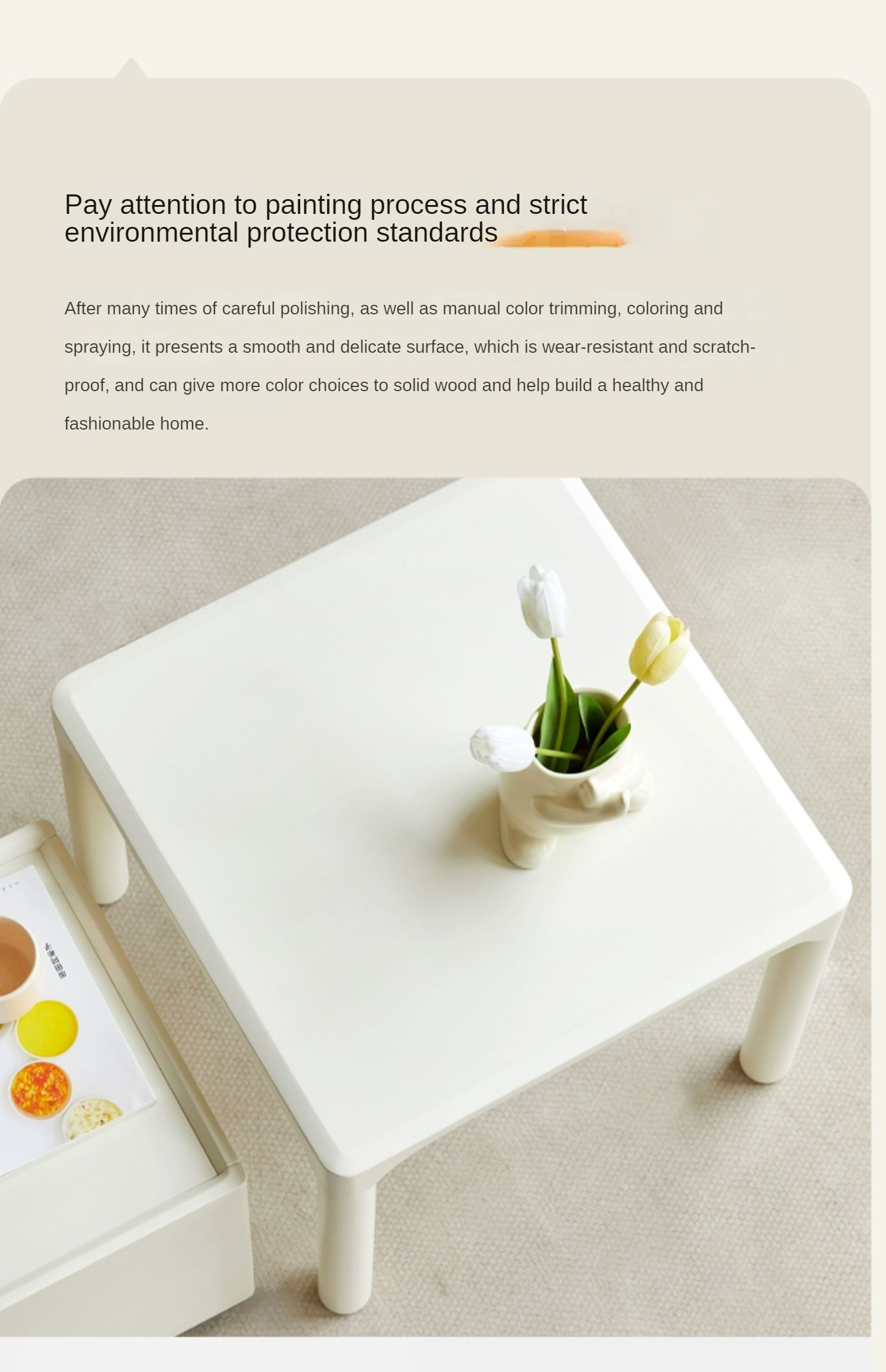 Solid wood coffee table Nordic ,mobile tea table"