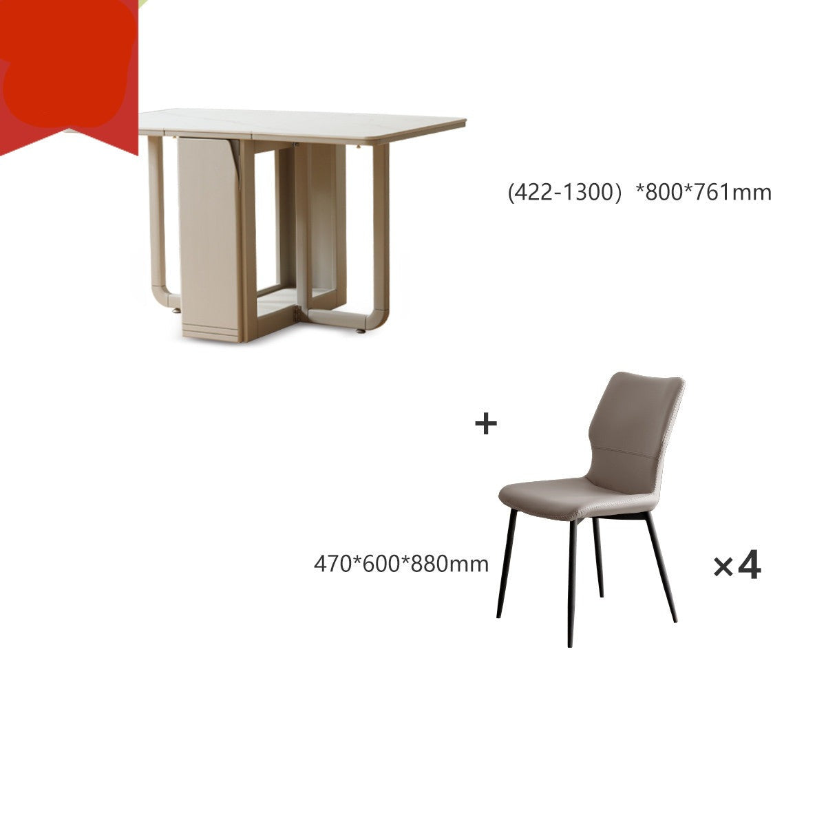 Solid wood slab folding dining table Italian light luxury"