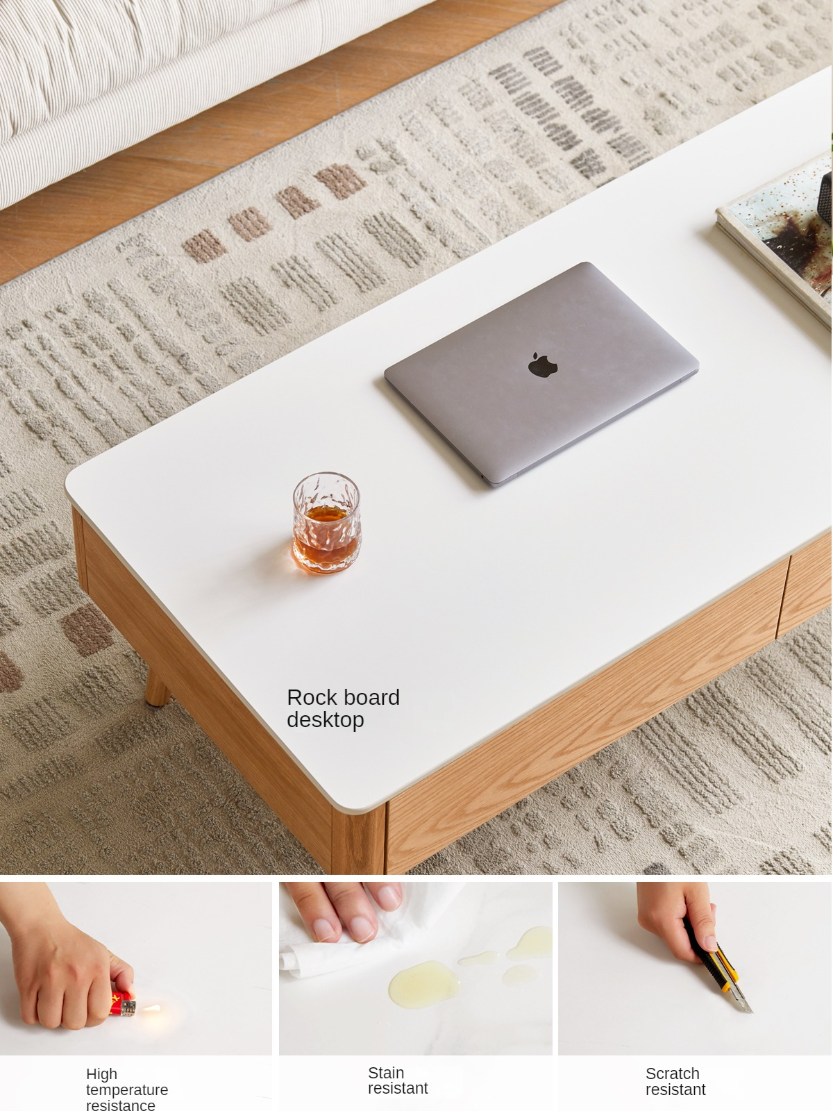 Oak, Beech solid wood slate coffee table simple modern "