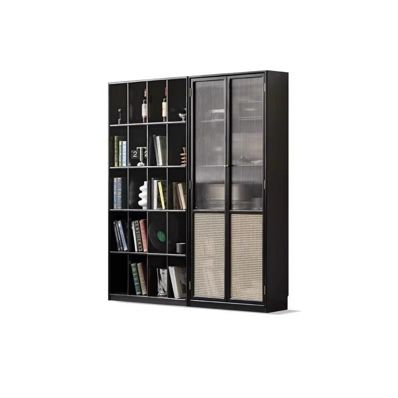 Oak solid wood bookcase black retro<