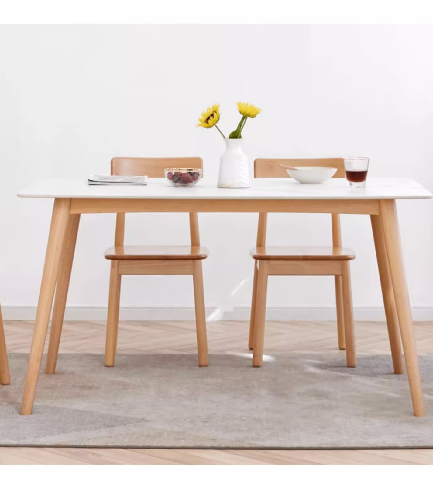 Beech solid wood slate dining table and chairs combination"