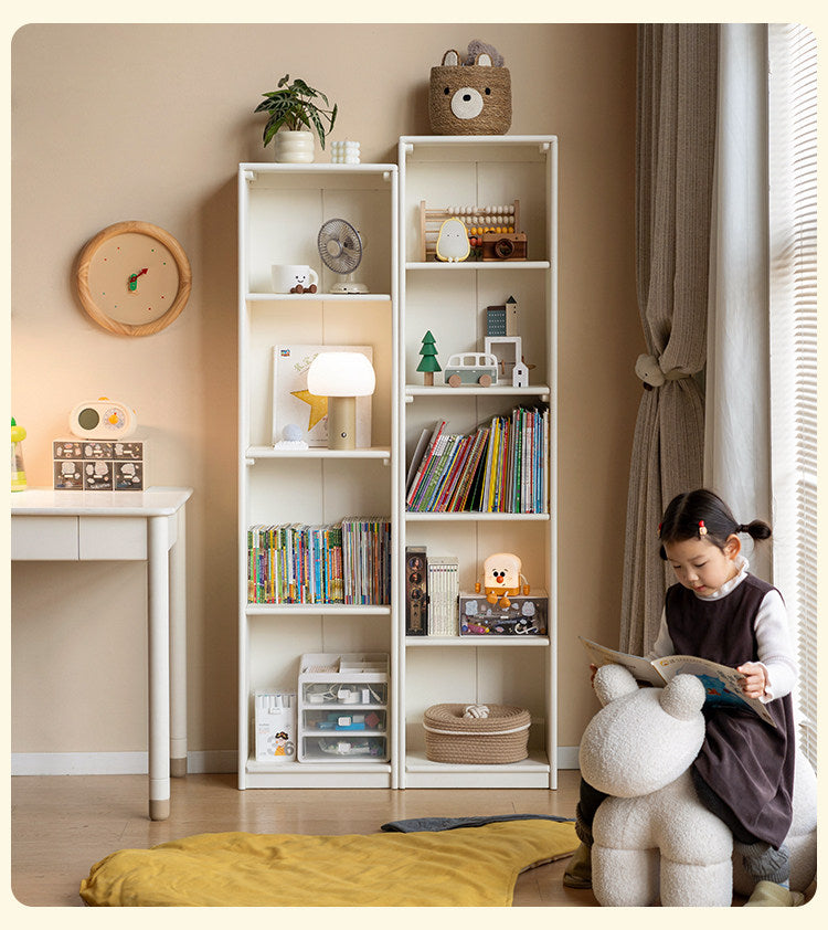Oak, Beech Solid Wood, Solid RubberWood Kids Corner Bookcase, Narrow Floor-to-Wall Storage