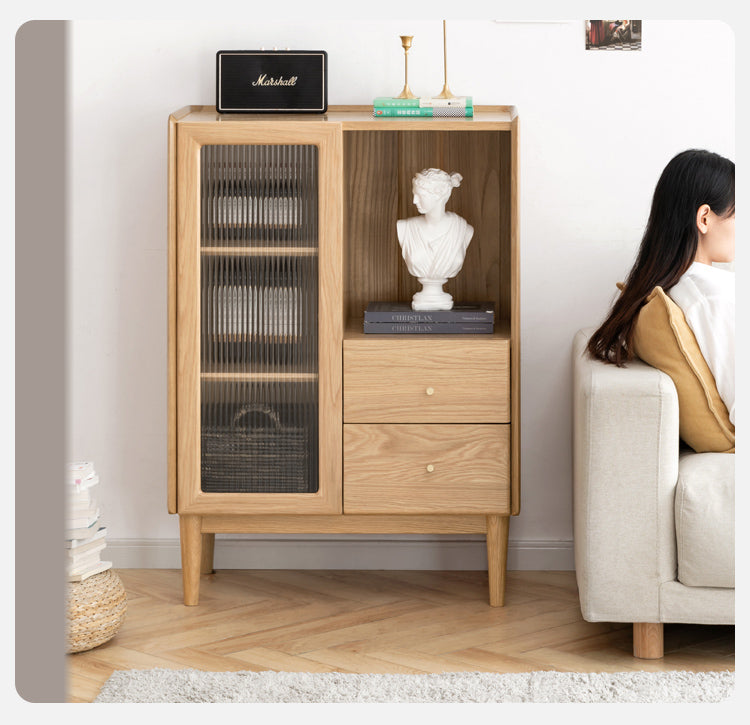 Ash Solid Wood side Cabinet Storage"