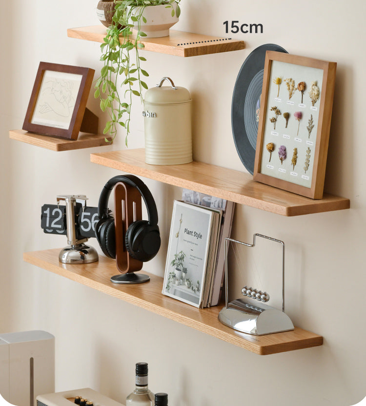 Oak, Black walnut Solid Wood Wall Shelf Bookcase