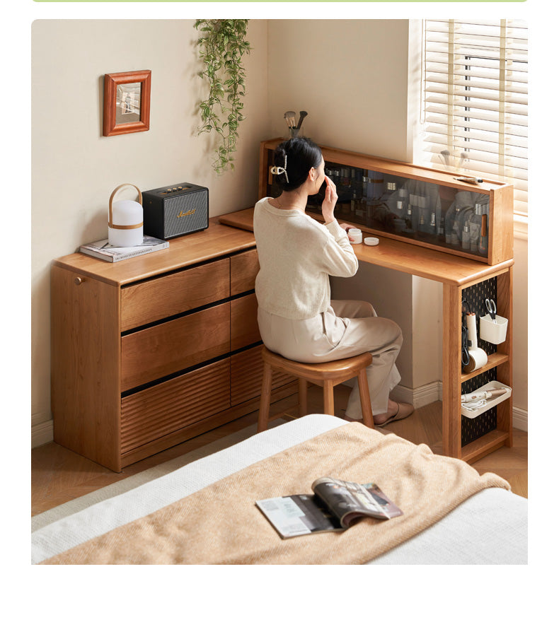 Cherry solid wood retro dressing table