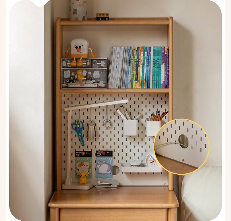 Beech solid wood children's desk bookshelf integrated