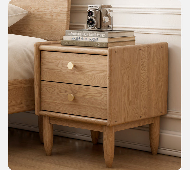 Ash Solid Wood Minimalist Nightstands