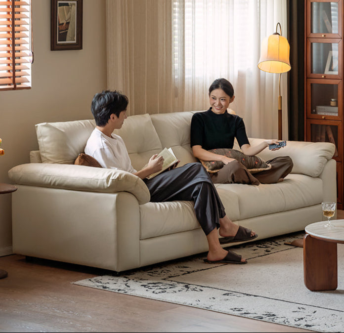 Genuine Top Grain Leather Sofa French Style “Cloud” Sofa