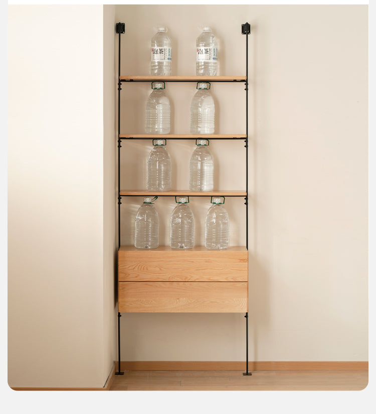 Oak Solid Wood Industrial Style Multi-layer Storage Rack