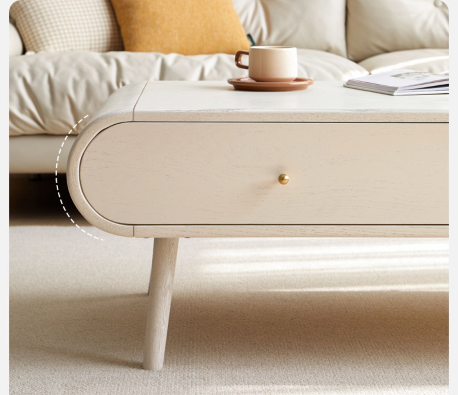 Oak solid wood white high-leg coffee table