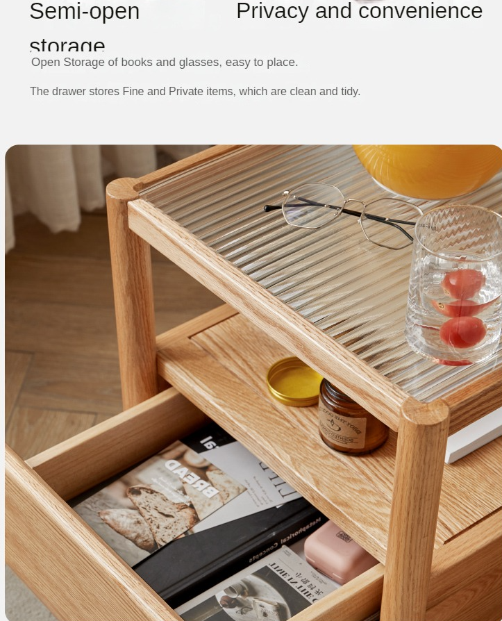 Oak solid wood nightstand Japanese style -