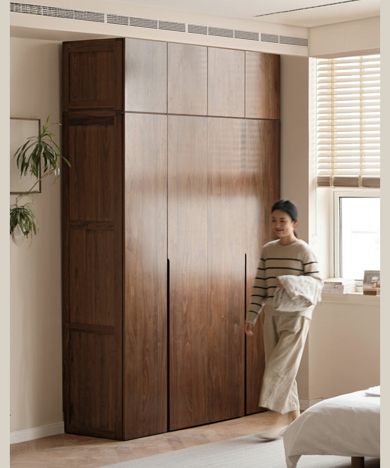 Black Walnut, Sandalwood Solid Wood Modern Style Wardrobe