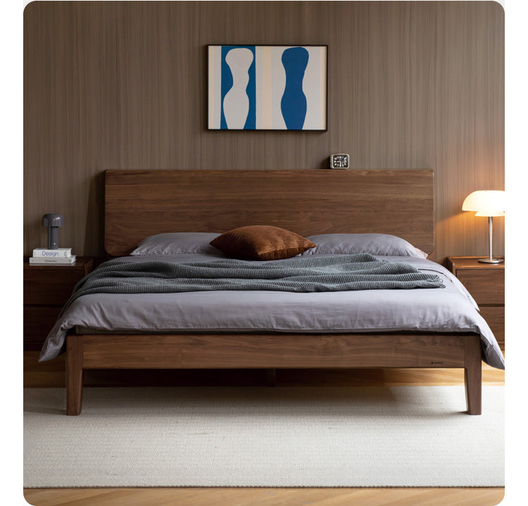 Black Walnut Ach Solid wood bed Nordic modern