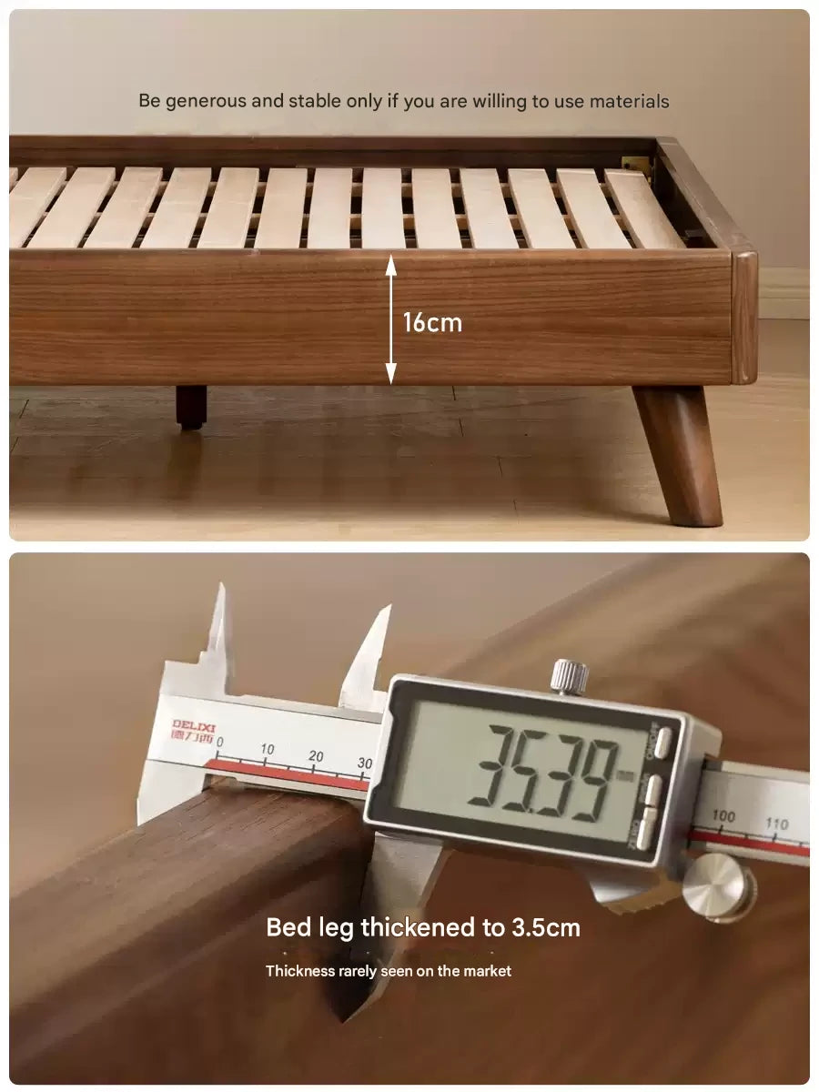Black Walnut, Golden sandalwood solid wood Leather,Technology cloth Bed
