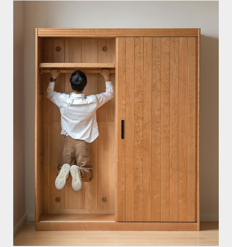 Cherry wood retro wardrobe sliding door: