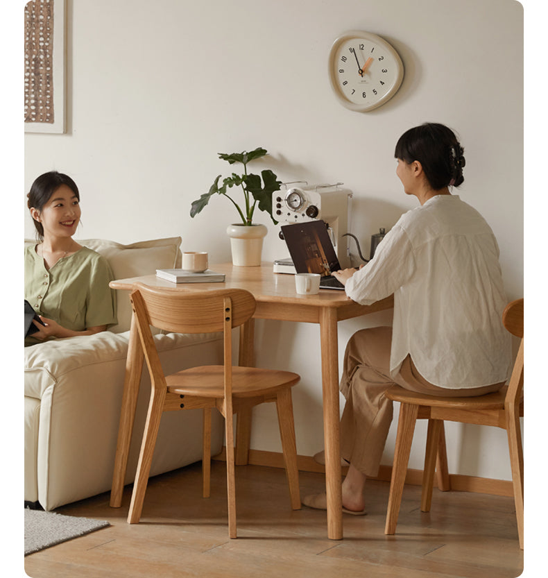 Oak solid wood slanted leg square dining table