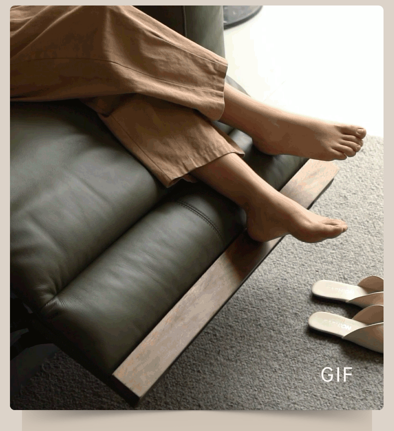 Black Walnut Solid Wood Genuine Leather Reclining Sofa with Zero Wall Clearance