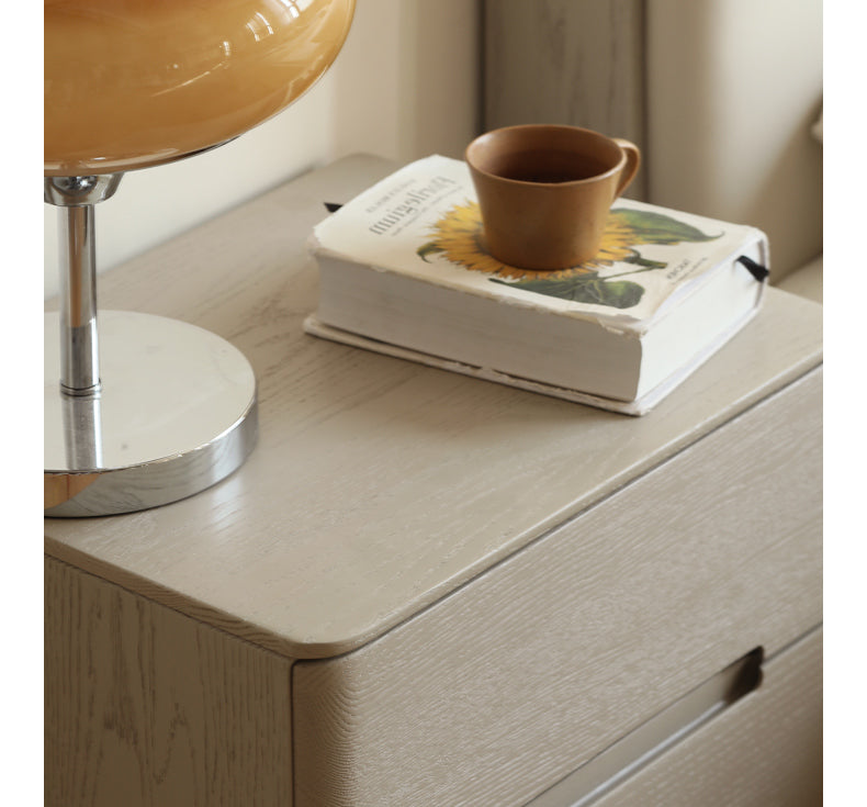 Oak Solid Wood Bedside Cabinet Light Luxury nightstand"